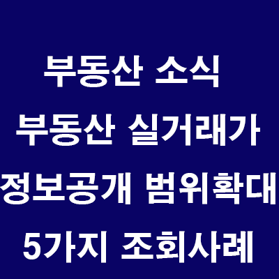  꼭 알아야 하는 부동산 실거래가 정보공개 범위확대 5가지 (조회사례 포함)