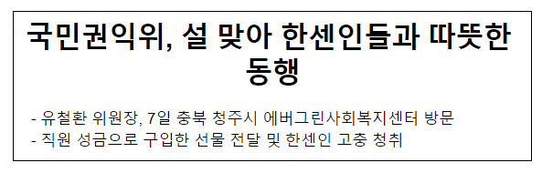 국민권익위, 설 맞아 한센인들과 따뜻한 동행