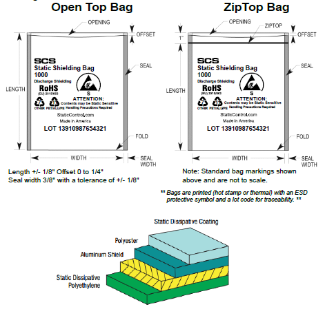  SCS한국대리점 Static Shielding Bag 1000 Series, 정전기 방지백