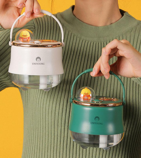  휴대용 듀얼분사 캐릭터 무선 듀얼미스트 LED 가습기 3단조절 더블스프레이 400ml 대용량 무선가습기