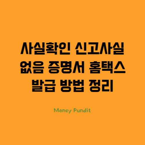  사실확인 신고사실없음 증명서 홈택스 발급 방법