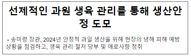 선제적인 과원 생육 관리를 통해 생산안정 도모 선제적인 과원 생육 관리를 통해 생산안정 도모
