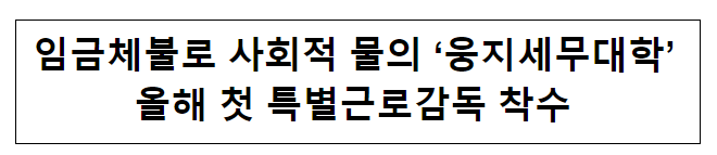 임금체불로 사회적 물의 ‘웅지세무대학’ 올해 첫 특별근로감독 착수 임금체불로 사회적 물의 ‘웅지세무대학’ 올해 첫 특별근로감독 착수