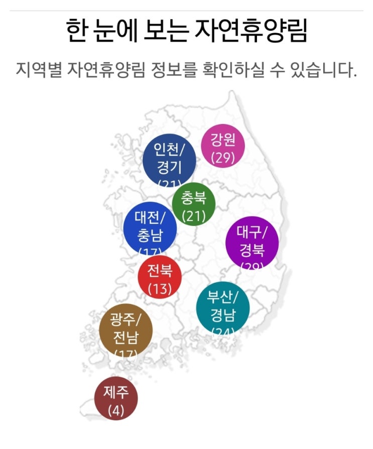  전국 자연휴양림 한눈에  알아보기