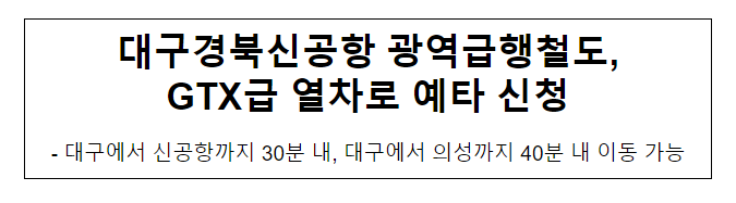 대구경북신공항 광역급행철도, GTX급 열차로 예타 신청