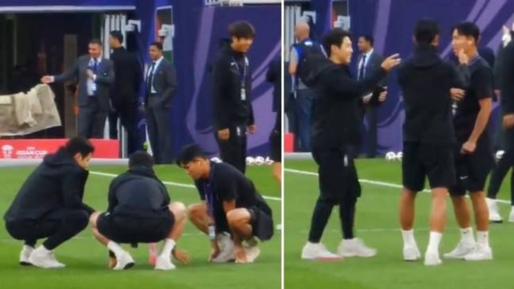경기장서 물병놀이 하는 탁구 3인방 이강인 <b>설영우</b> 정우영/최석태/