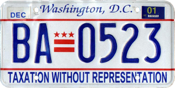 Taxation without representation/ 워싱턴 DC 자동차 번호판 문구의 의미