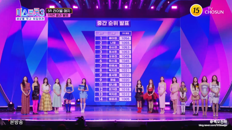 5라운드 <b>1차</b>전 순위 <b>1위</b>... 윤서령 정슬(ft. 6주차 <b>투표</b>현황_9회)