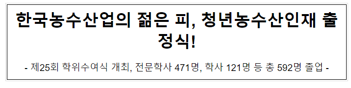 한국농수산업의 젊은 피, 청년농수산인재 출정식! 한국농수산업의 젊은 피, 청년농수산인재 출정식!