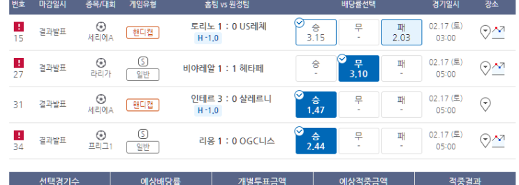 프로토 2/16일 금요일 해축은 한폴낙