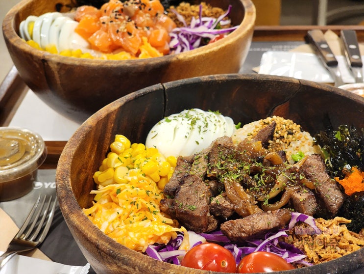  문지동맛집 영칼로리 포케 샐러드 연어, 스테이크 후기