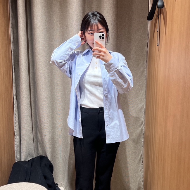  마시모두띠 슬리브리스 리브드 탑, 옥스퍼드 셔츠 착용후기