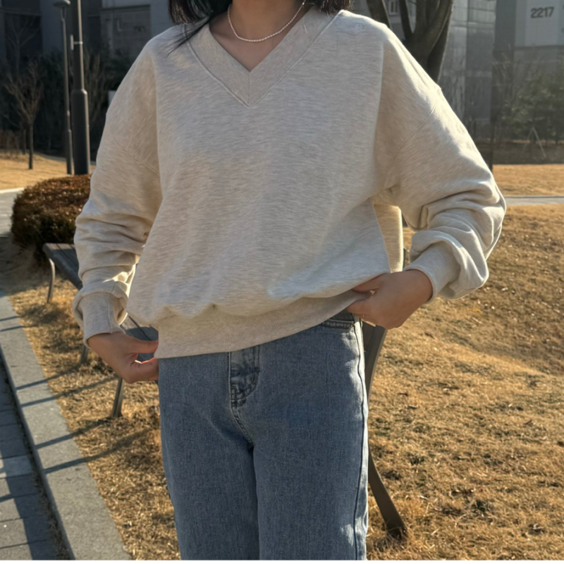 론론 맨투맨 사이즈 | 론론 브이넥 오버핏 스웨트 셔츠 오트밀 | V NECK OVER FIT SWEATSHIRT | 여자 ....