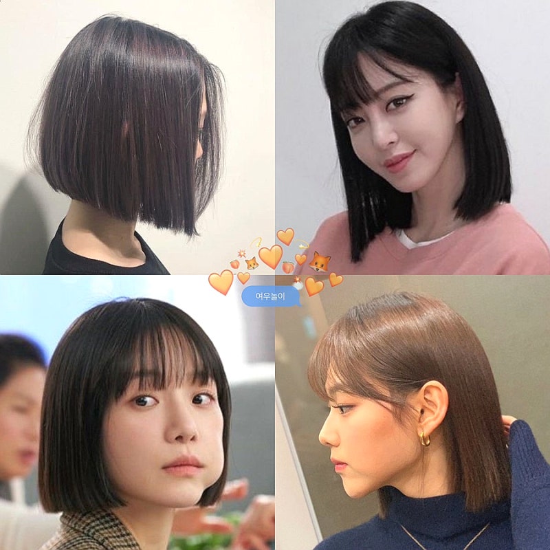 여자 헤어스타일 단발 태슬컷 관리 얼굴형 한예슬 강미나 박규영 연예인 머리