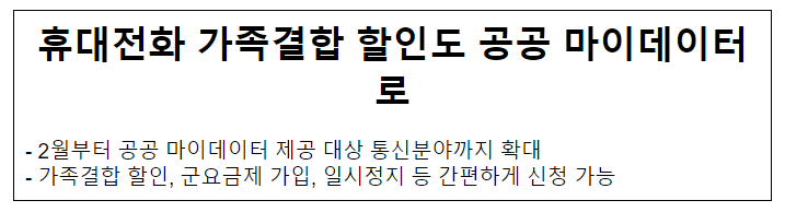 휴대전화 가족결합 할인도 공공 마이데이터로