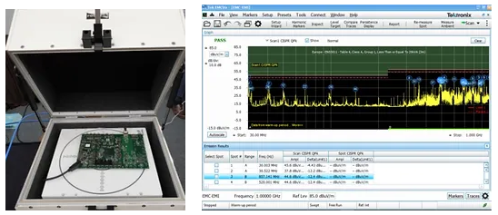  EMI RE testing RF shielding box and antenna, RE시험, RE테스트, RE근거리시험