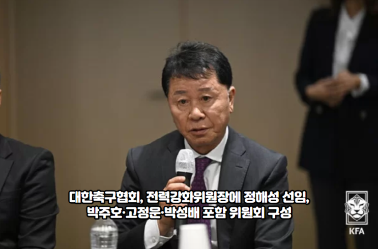 대한축구협회, 전력강화<b>위원장</b>에 <b>정해성</b> 선임, 박주호·고정운... 