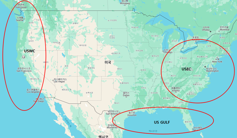 포워딩 업무 :: USWC/USEC/US GULF & PS/PN(PACIFIC SOUTH/PACIFIC NORTH) & IPI ...