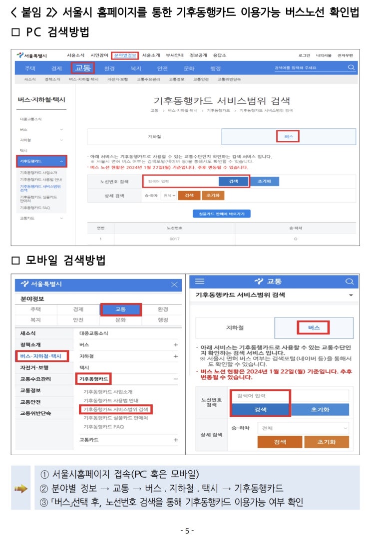  경기도민도 서울버스 타면 기후동행카드 이용가능!…무제한 교통혁신 누리세요