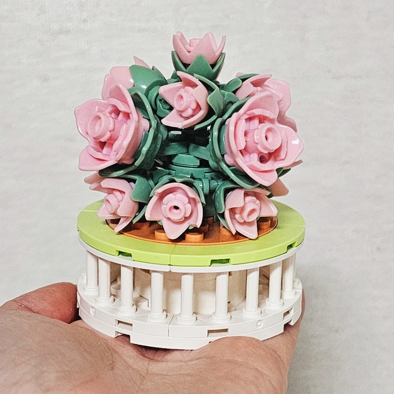 다이소 레고 꽃 핑크로즈화분, 꽃줄기블록 장미꽃 제비꽃 후기