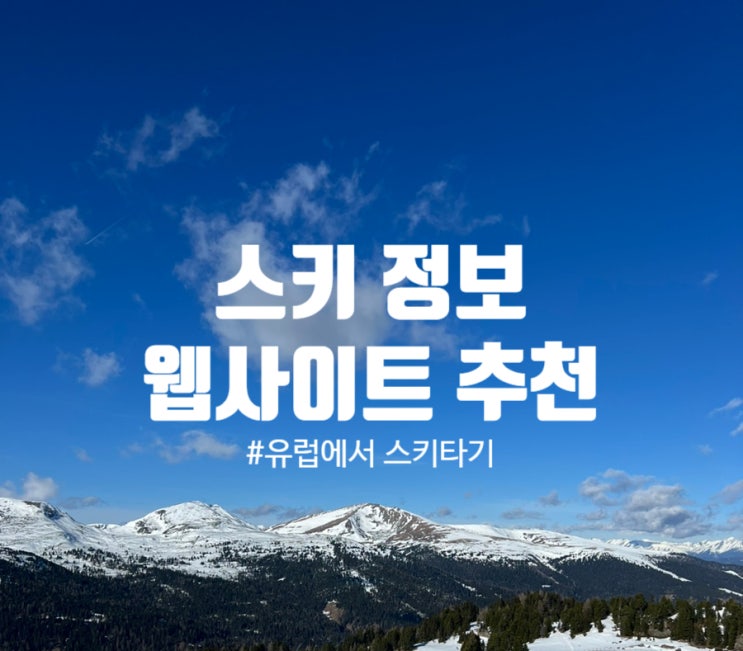  세상의 모든 스키장 정보를 담은 스키 정보 웹사이트 추천(유럽에서 스키타기)