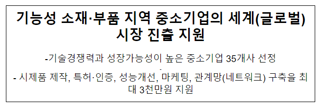 기능성 소재·부품 지역 중소기업의 세계(글로벌)시장 진출 지원 기능성 소재·부품 지역 중소기업의 세계(글로벌)시장 진출 지원