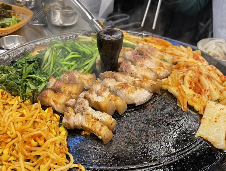  [전주] 신시가지 고기집 목구멍, 솥뚜껑 미나리 삼겹살
