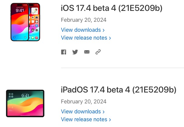애플은 개발자를 위한 iOS / iPadOS 17.4 베타4 버전을 업데이트 했습니다