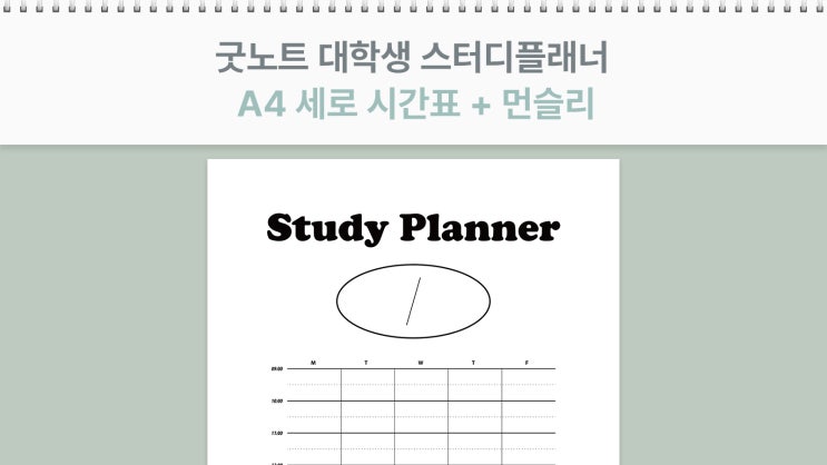 굿노트 대학생 스터디 플래너 A4 사이즈 시간표 + 먼슬리 포함 무료 PDF