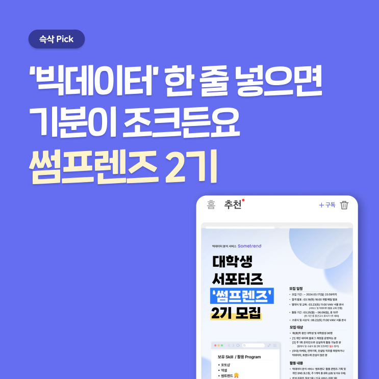  썸프렌즈 2기 지원 합격 꿀팁 - 데이터로 마케팅 기획하는 시대 대외활동