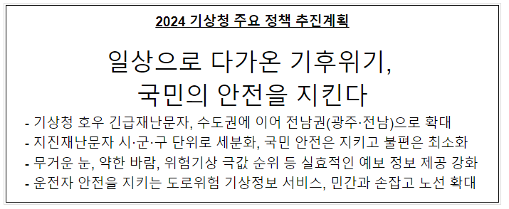 2024 기상청 주요 정책 추진계획 2024 기상청 주요 정책 추진계획