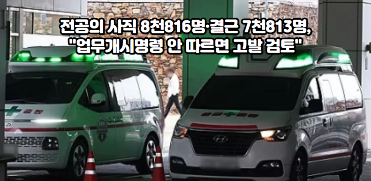 <b>전공의</b> <b>사직</b> <b>8천816명</b>·결근 7천813명, "업무개시명령 안... 