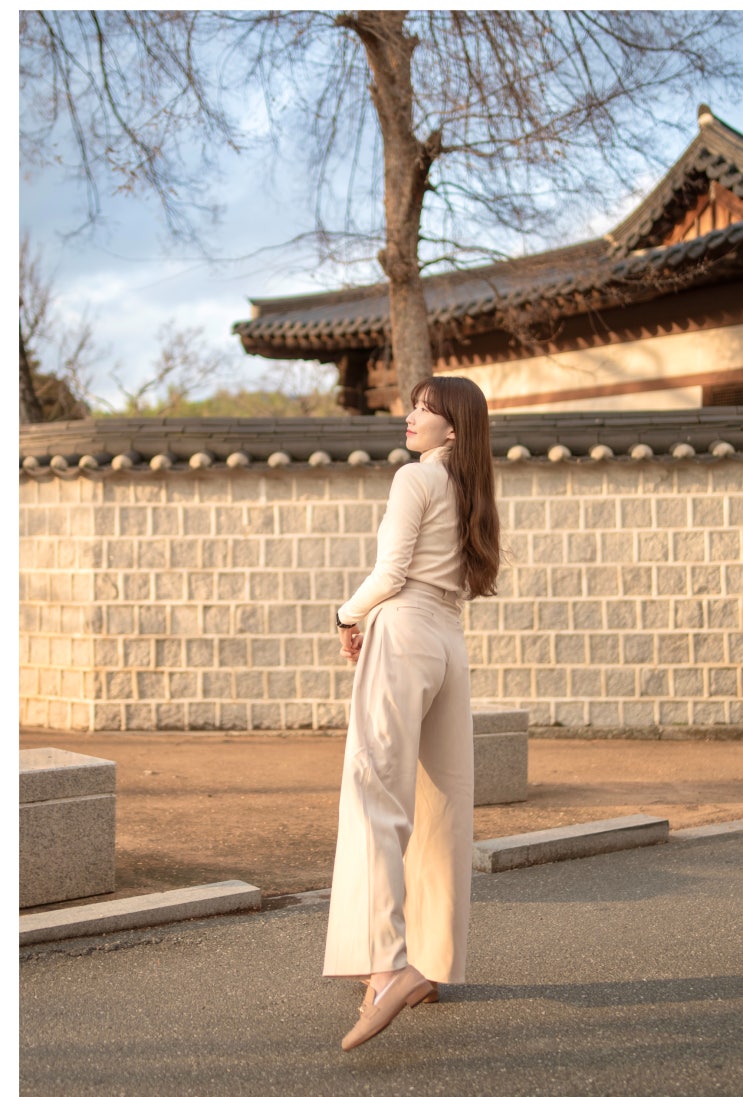  20대여자쇼핑몰 추천 단아 와이드 핀턱슬랙스 아이보리 색상 착용 후기