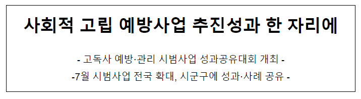 사회적 고립 예방사업 추진성과 한 자리에