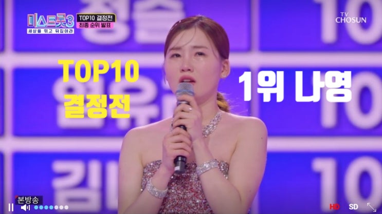 미스트롯3, TOP10 경연 결과 순위 1위 <b>나영</b> 2위 배아현... 
