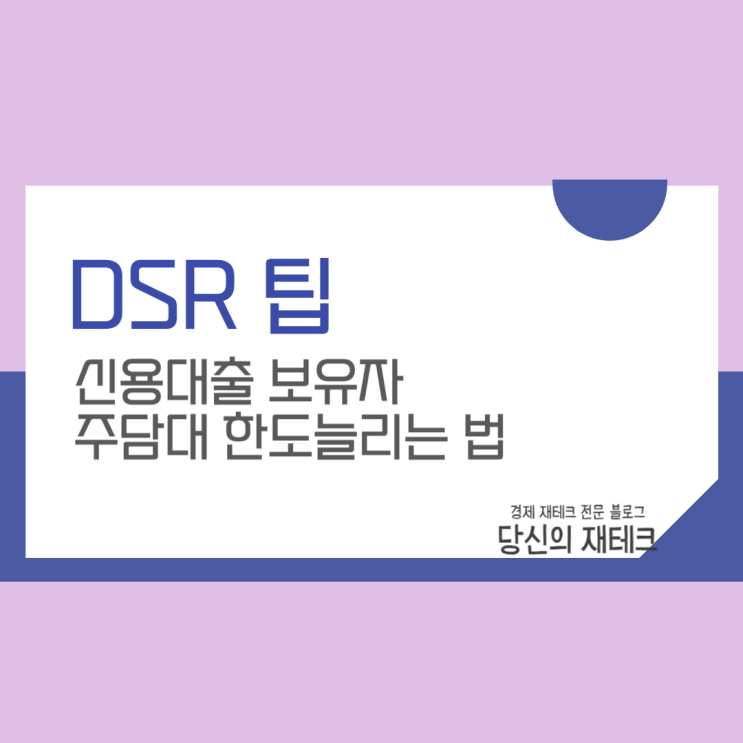  DSR 팁, 금리 대출 종류 상환 방식 등에 따라 간단 정리