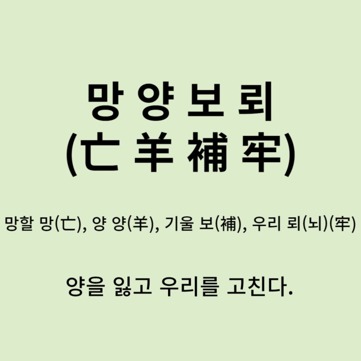  고사성어 뒤집어 보기 (13. 망양보뢰)