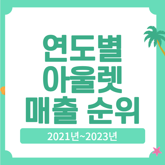  연도별 아울렛 매출순위 2021년, 2022년, 2023년