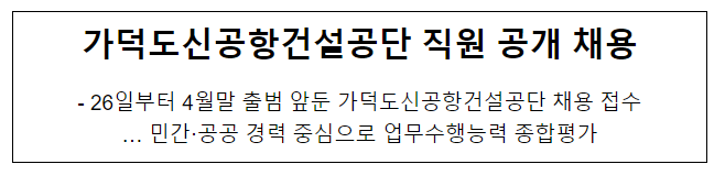 가덕도신공항건설공단 직원 공개 채용 가덕도신공항건설공단 직원 공개 채용