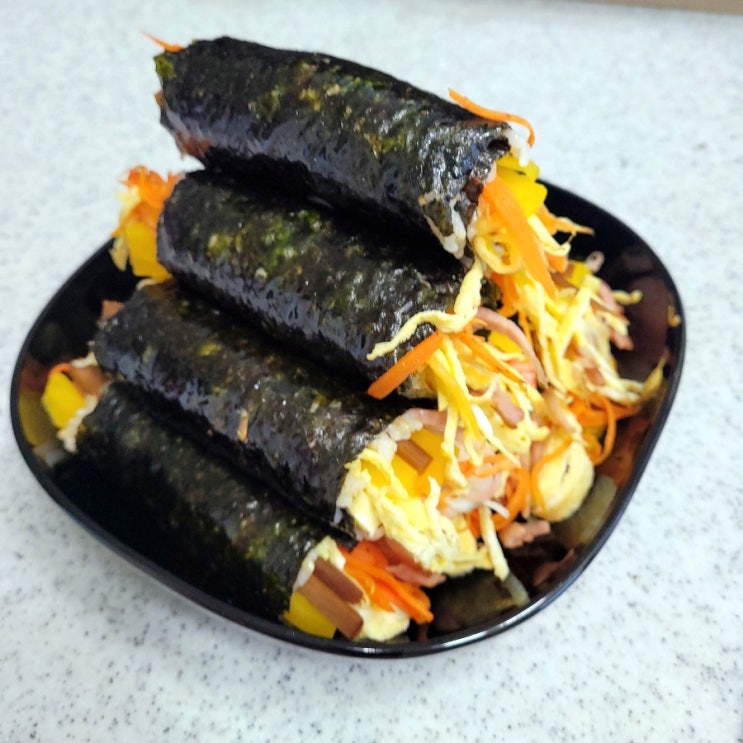  수확한 당근채 듬뿍 당근 꼬마 김밥 만들기