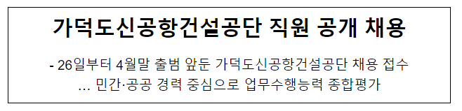 가덕도신공항건설공단 직원 공개 채용