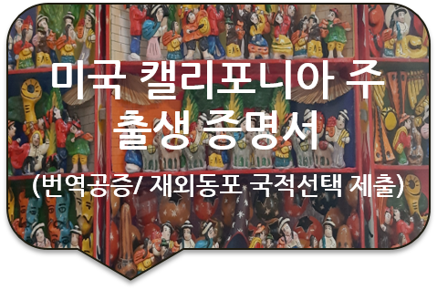 재외동포 국적선택을 위한, 미국 캘리포니아주 버클리시의 '출생 증명서' 번역공증 [하남/위례/잠실번역]