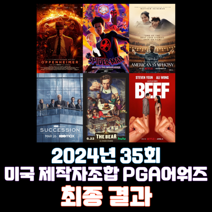 2024년 35회 미국 제작자조합 PGA 어워즈 최종 결과