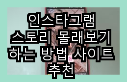  인스타그램 스토리를 몰래보면 안 돼요