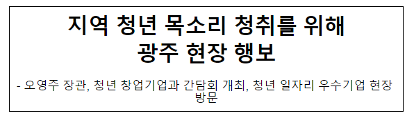 지역 청년 목소리 청취를 위해 광주 현장 행보