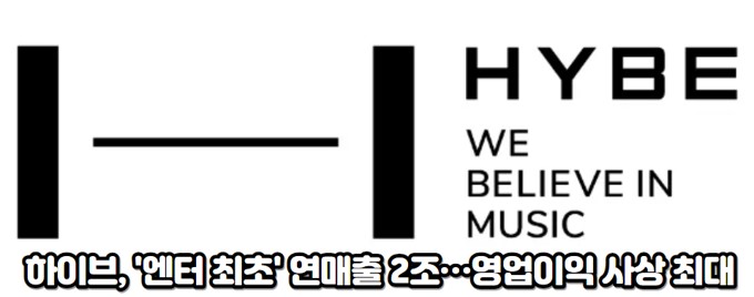 <b>하이브</b>, '<b>엔터</b> 최초' 연매출 <b>2조</b>…영업이익 사상 최대