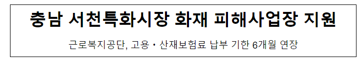 충남 서천특화시장 화재 피해사업장 지원