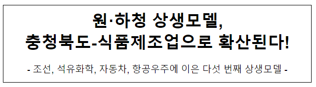 원·하청 상생모델,충청북도-식품제조업으로 확산된다! 원·하청 상생모델,충청북도-식품제조업으로 확산된다!