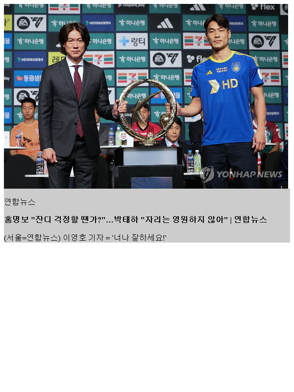 <b>홍명보</b> "잔디 걱정할 땐가?"…<b>박태하</b> "자리는 영원하지 않아"