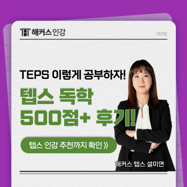  [TEPS] 텝스 인강 독학으로 500점대 달성 찐 후기!